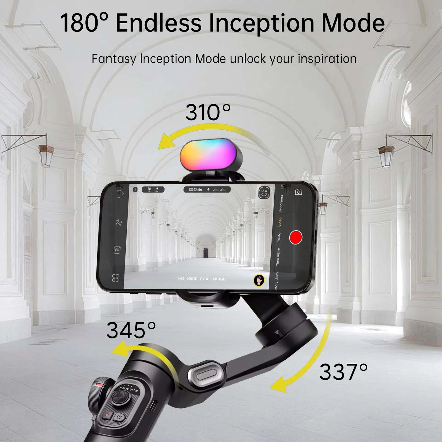 Smart XE Kit Gimbal Stabilizer for Smartphone Iphone Video Recording Magnetic Fill Light 3-Axis Foldable Android Gimble