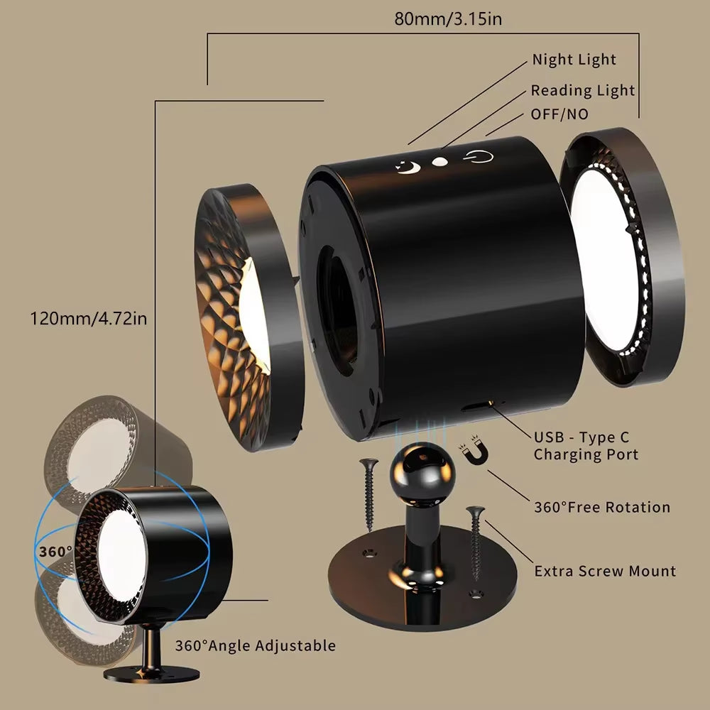 Touch & Remote Control Indoor Wireless Rechargeable Wall Lamp Battery Powered LED Cordless Wall Sconces Light with USB Charging